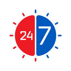 orange-blue, round 24-7 concept. 24-7 logo for business