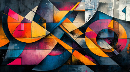 Fototapeta premium abstract colorful wall street art mural