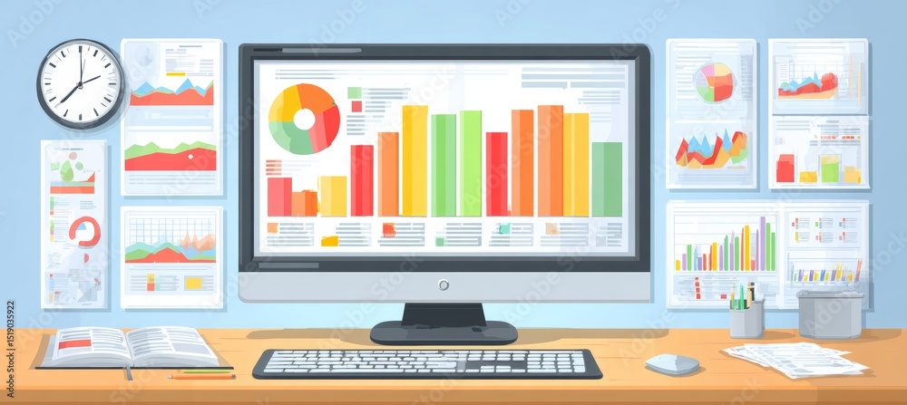 Poster economy data report on graph or chart visual. investment business stock diagram concept. generative 