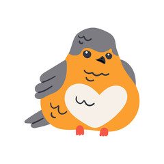 Exotic tropical bird. Vector illustration in flat design. Fauna of South America. Flying colorful bird for icons, posters, children books. Jungle bird hand drawn illustration .