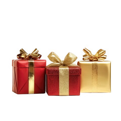 Fototapeta premium Three gift boxes isolated on transparent background