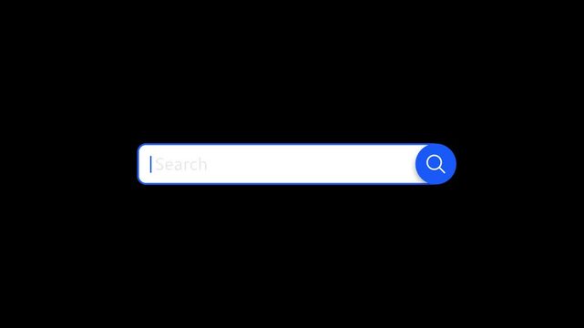 Animation of Searching bar on transparent background. Full HD. 4K