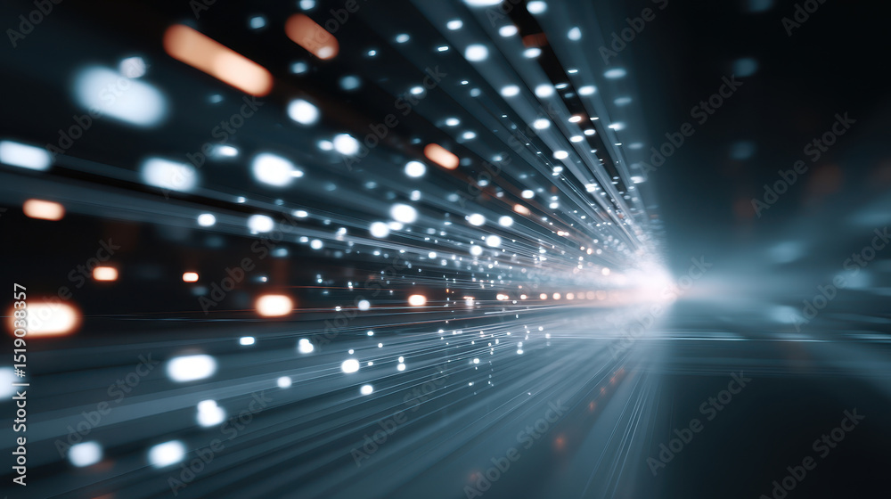 Aufkleber Futuristic data streams flowing in dynamic, glowing pattern, representing high speed technology, innovation, and digital connectivity in modern abstract design