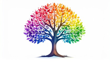 Fototapeta premium Vibrant Rainbow Tree of Life Illustration Design for Cards Prints and Web