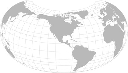 World vector map with continent boundaries and graticules (North America centered view, 20 degrees north offset, Armadillo projection, PPT-compatible & fully editable)