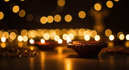 Diwali Oil Lamps Illuminate the Night