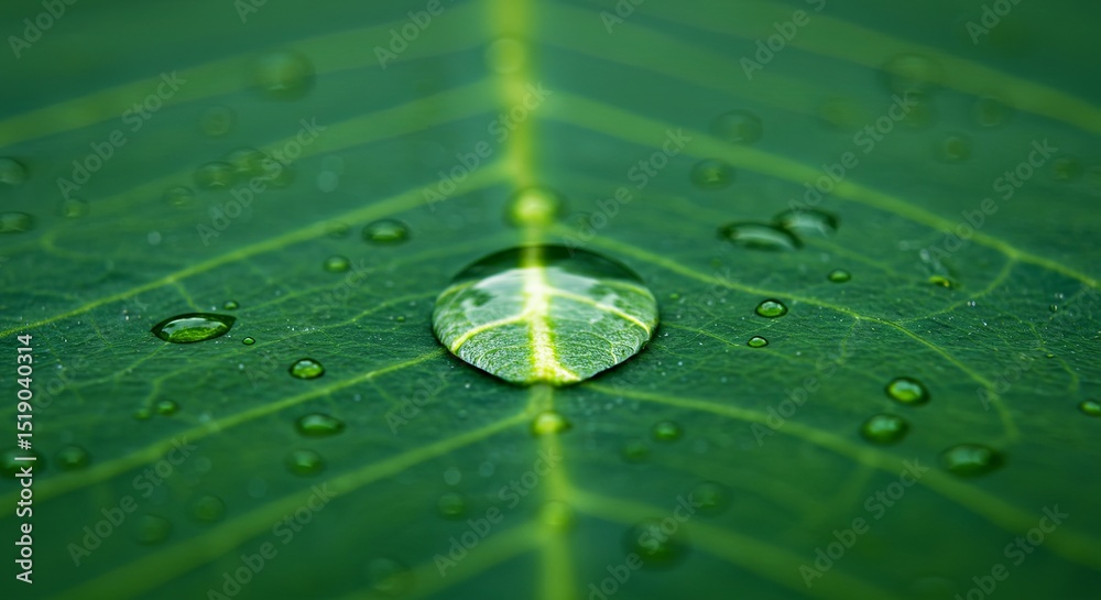 Poster a leaf with a drop of water on it