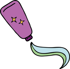 Cute cartoon toothpaste doodle. Dental hygiene vector icon for kids