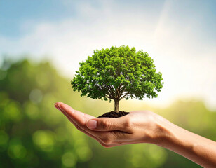 Side View of Hand Shaped Like Tree and Leaves &ndash; Mother Nature Concept Art

