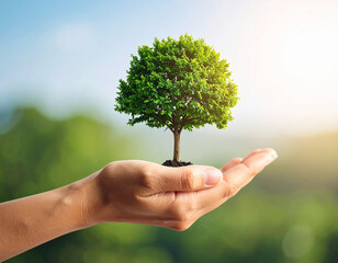 Side View of Hand Shaped Like Tree and Leaves &ndash; Mother Nature Concept Art

