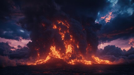 Fiery volcanic eruption (2)