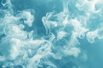Fototapeta premium ** Ethereal Swirls of White Smoke Against a Soft Blue Background Creating a Dreamy and Mystical Atmosphere..**
