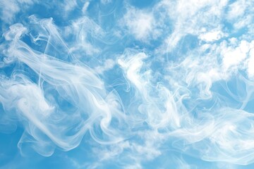 Obraz premium Wispy White Clouds Against a Vibrant Blue Sky Creating a Serene and Dreamy Atmosphere in a Clear Summer Day