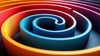 3d render, abstract background of multicolored gradient tubes, simple labyrinth wallpaper, colorful volumetric line