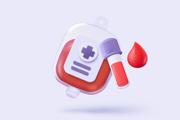 3d blood drop with medical sign on pastel background. World Blood donor day, healthcare, hematology, medicine minimal concept. 3d medical icon vector with shadow render illustration
