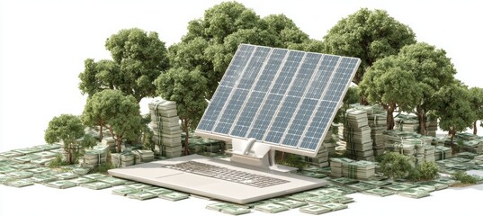 Solar panel grid system. Clean green renewable energy power. Generative AI technology.	
