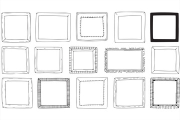 Collection of decorative hand-drawn frames with unique borders and tape details, ideal for invitations and photo displays