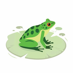 Stylized green frog perched on lily pad, nature simplicity