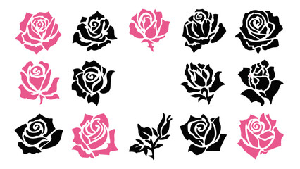 Elegant Rose Silhouette in Full Bloom Romantic Floral Art for Wedding Decor