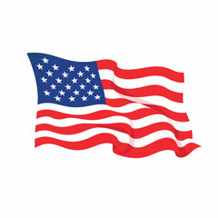 Fototapeta premium Stylized American flag waving against white background, patriotic symbol