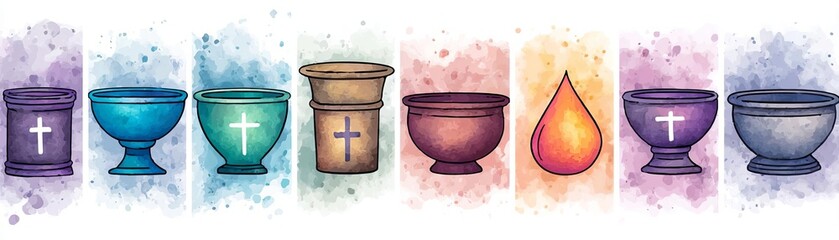 Holy Water on white background Baptism, purification Christian symbols and icons