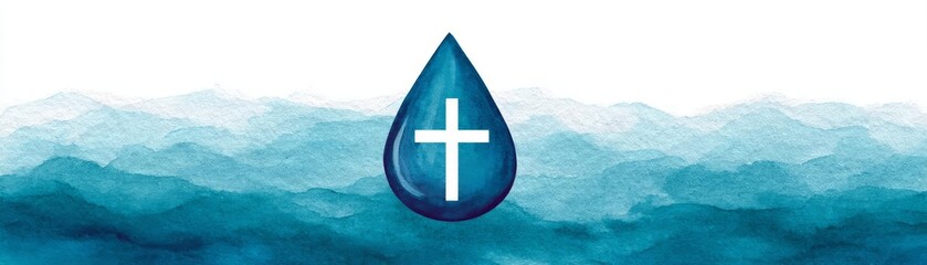 Holy Water on white background Baptism, purification Christian symbols and icons