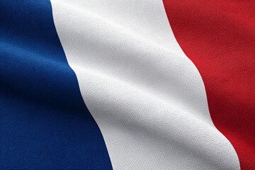 Abstract digital background or texture design of french flag colors, France national country symbol illustration wavy silk fabric background