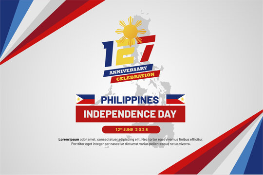 Elegant Philippines Independence Day 2025 Banner with 127th Anniversary Celebration Logo. Vector Illustration