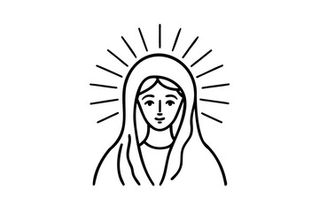 Virgin mary line art religious icon blessed mother