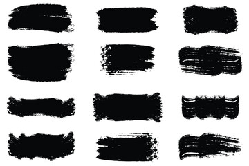Creative Brush Strokes Vector Bundle, Vector Brush Strokes Collection for Digital Design. Abstract paint brush strokes on white background.