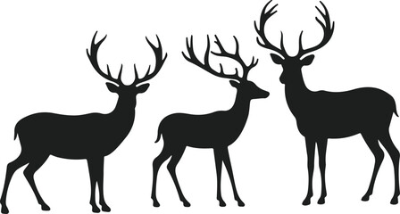 Elegant silhouettes of deer a collection of vector illustrations