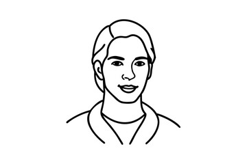 Line art portrait young man smiling happy casual