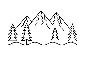 Obraz premium Majestic mountain range line art minimalist nature scene