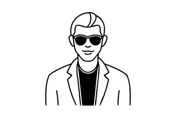 Stylish man in sunglasses wearing a blazer simple line art illustration