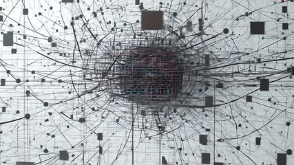 Gridlines drifting and shifting out of sync on a corrupted cyber surface - Powered by Adobe