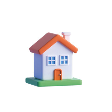 real estate 3d icon in cartoonon white background