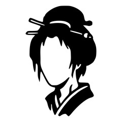 geisha or kimono girl profile vector art