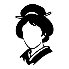geisha or kimono girl profile vector art