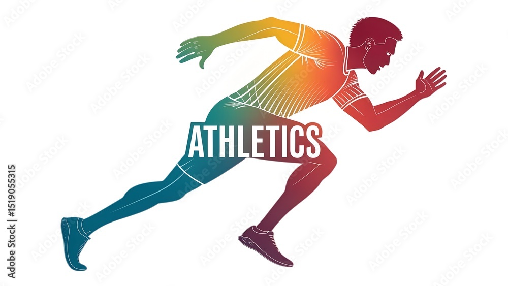 Fototapete isolated text athletics on withe background short distance sprint color icon gradient silhouette fig