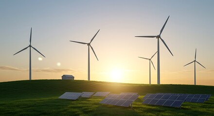 Obraz premium A bold silhouette that speaks of change — renew hope with clean, sustainable energy powering the dawn of a greener world.