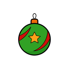 Festive Christmas Tree Decor Vector Doodle Clipart