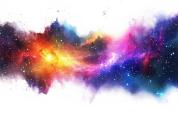 Colorful galaxy nebula space universe stars cosmic background illustration graphic design isolated on transparent background