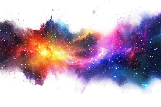 Fototapeta Colorful galaxy nebula space universe stars cosmic background illustration graphic design isolated on transparent background