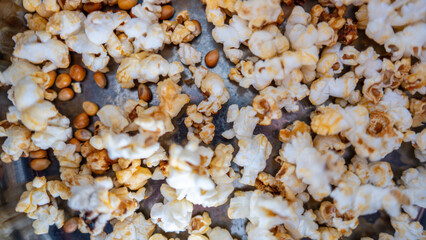 Freshly popped popcorn with golden kernels—crunchy, delicious, and perfect for movie nights....