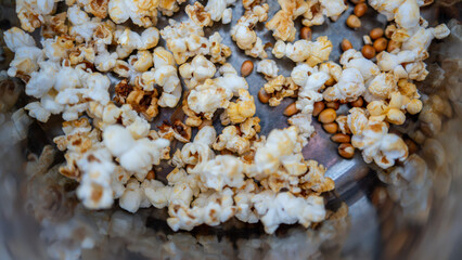 Freshly popped popcorn with golden kernels—crunchy, delicious, and perfect for movie nights....