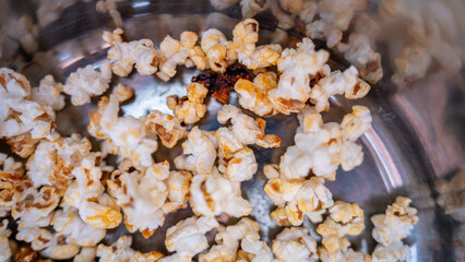 Freshly popped popcorn with golden kernels—crunchy, delicious, and perfect for movie nights. Taste the difference of homemade goodness in every bite