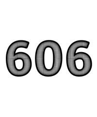 Black and white color numbers 606