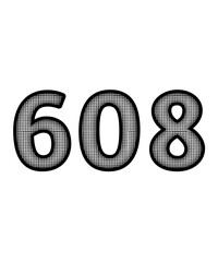 Black and white color numbers 608