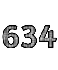 Black and white color numbers 634