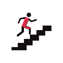 Active Running Stairs Vector Doodle Clipart